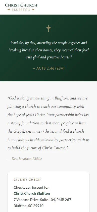 Christ Church Bluffton website mobile