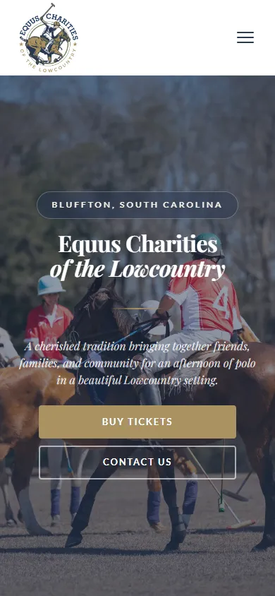 Equus Charities — Bluffton SC nonprofit web design (mobile view)