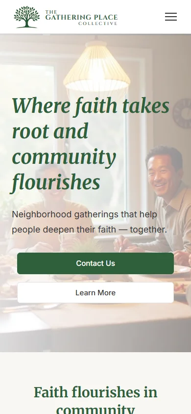 The Gathering Place Collective website mobile