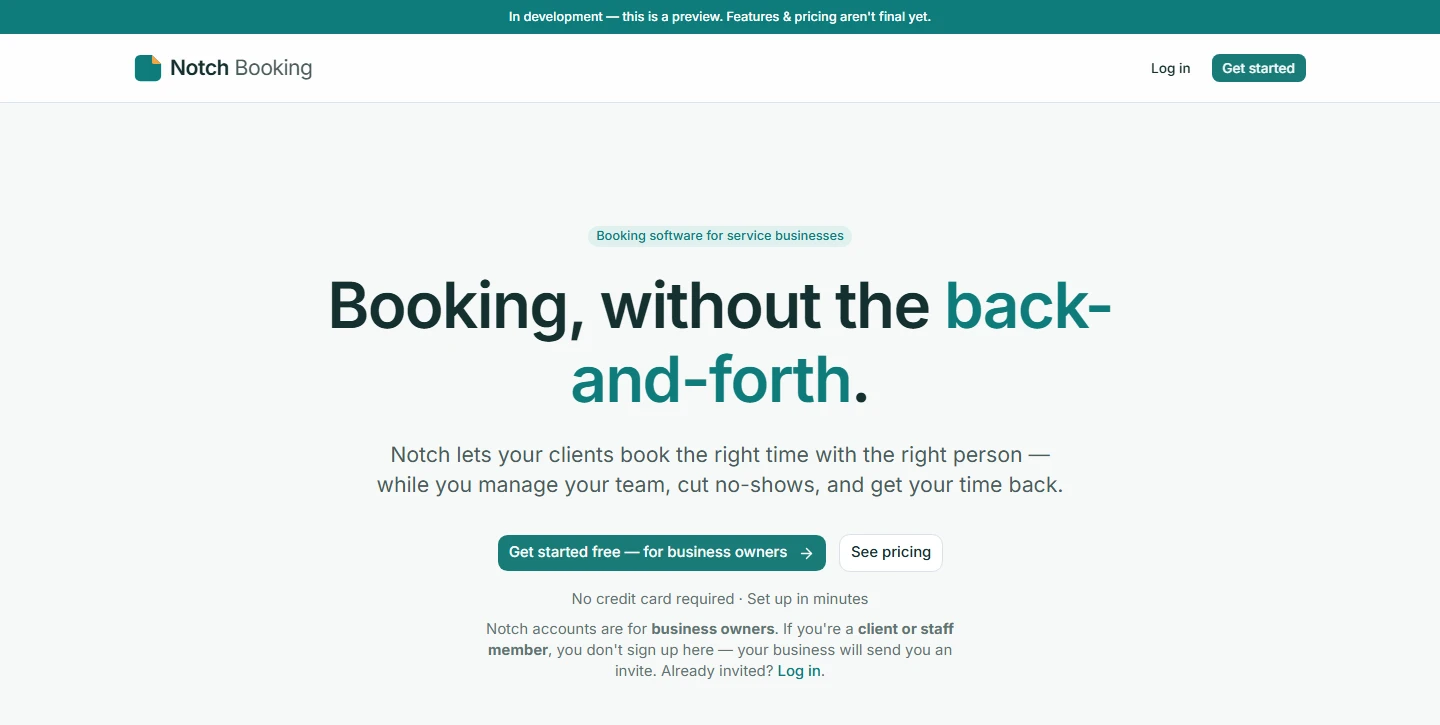 Notch — booking and scheduling software design