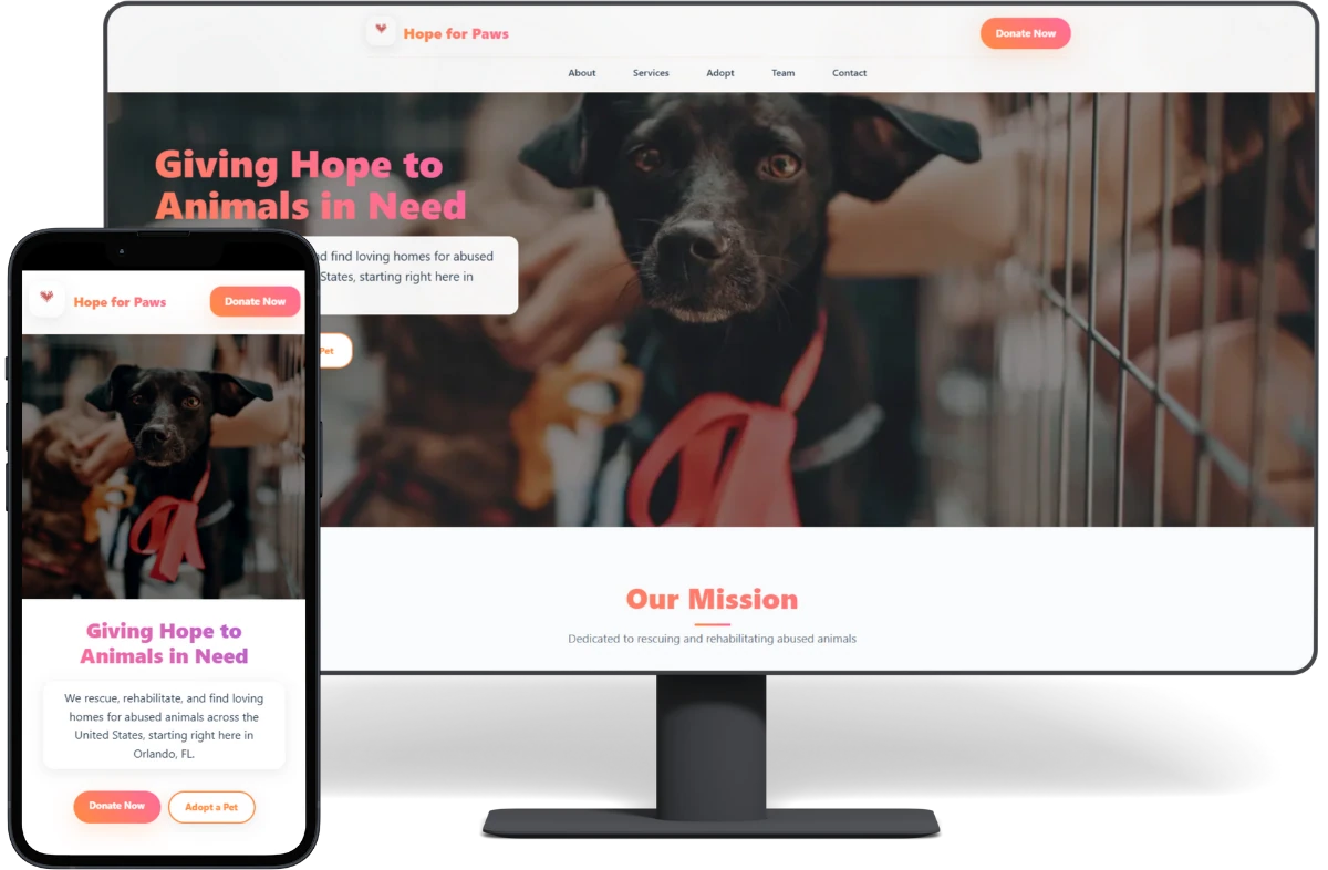 Animal Non-Profit - Custom Web Design Demo for Pet Rescue Organizations