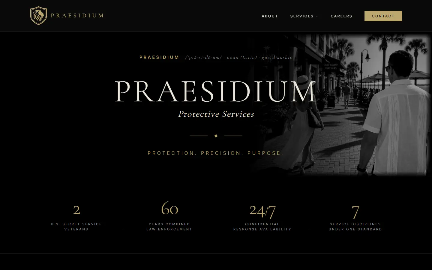 Praesidium Protective Services — Gulf Coast security firm web design portfolio