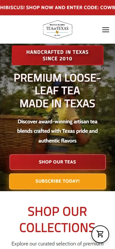 Tea In Texas website mobile